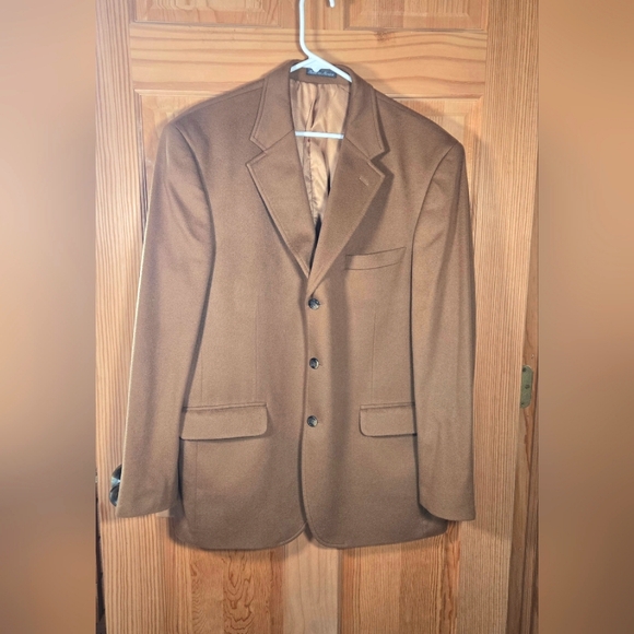 Mens Bachrach 42R 100% Cashmere Wool Camel Tan Sport Coat Blazer